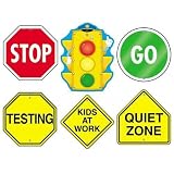 Sign Set Decoration,Stoplight,Stop Sign,Go Sign,Kids at Work, Sold as 1 set
