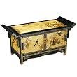 Handmade Asian Furniture - 36" Black & Gold Lacquer Pagoda Style Storage Cabinet / Coffee Table