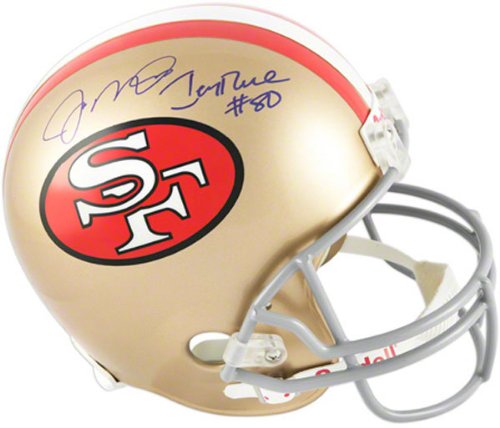 Joe Montana and Jerry Rice Autographed San Francisco 49ers Mini Helmet w/ Photo Proof