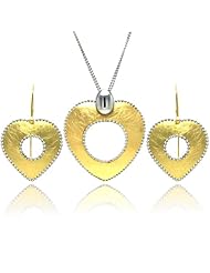 Nickel Free Sterling Silver Necklace & Earring Sets Matte Finish Gold Plated Heart Set