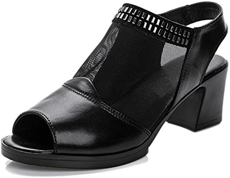 Movlen Leather High Heels Ankle Strap Skidproof Sandles Womens Sandals Black 7.5 D(M) US