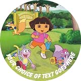 Dora The Explorer (B) [P1277] 7.5" Circular Edible Cake Topper made with real icing and printed with your custom greeting [Please use the SEND AS A GIFT facility on the checkout page to tell us the text of your greeting.] and with FREE UK shipping