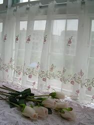 Gorgeous Embriodery Cherry Voile valance/cafe curtain