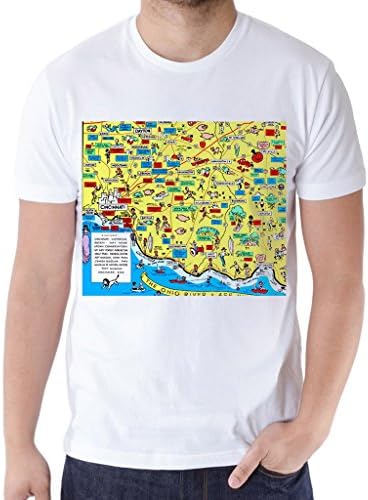 White T Shirts Cartoon Map Funny Shirts For Men White X-Large