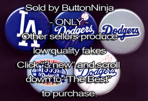 Set of 5 Los Angeles Dodgers Pins 1.25