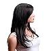 Sexy Long Black With Brown Highlight Natural Straight Side Swept Fringe Bang Women Wigs