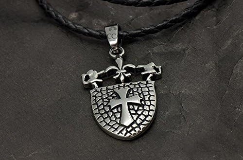 Crusader shield medal titanium steel pendant necklace
