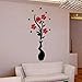 Ussore DIY Vase Flower Tree Crystal Arcylic 3D Wall Stickers Decal Home Decor for Home Decoration Living room Doors Laptops Cars Tiles (A)