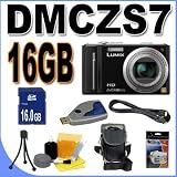 Panasonic Lumix DMC-ZS7 12.1 MP Lite HD Digital Camera (Black) w/12x Optical IS Zoom BigVALUEInc Accessory Saver 16GB HDMI Bundle