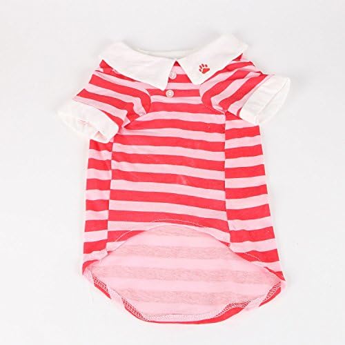 Commoditier Cotton Stripe Dog Casual Shirt Fashion Dog Clothes (Small, Red)
