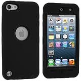 Black Deluxe Hybrid Premium Rugged Hard Soft Case Skin Cover for Apple iPod Touch 5th Generation 5G 5