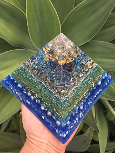 EXTRA LARGE Honokaa Orgone Generator Pyramid with Bismuth and Gold