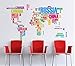 World wall map removable vinyl sticker with colourful country names to improve overall living room experience by Amazing 4 use