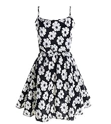 Chiffon Sleeveless Elasticized   Waistline General Print Summer Skater Dress 