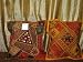 2 Banjara Vintage Sari Cushion Covers Auburn Brown Mirror Embroidery Toss Pillow