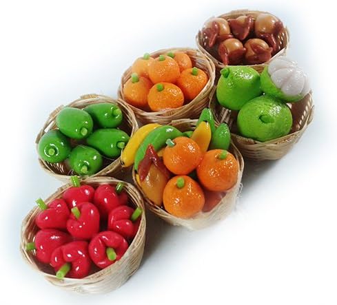 Mini Dollhouse Set of 6 Orange Mango Banana Miniature Fruit