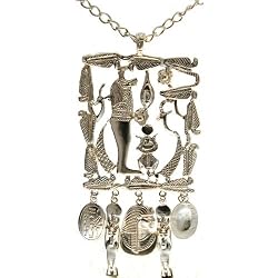 Egyptian Necklace In Silver Tone with Matte Finish
