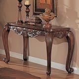 Sofa Table with Shell and Leaf Design Deep Brown Finish