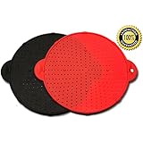 3-in-1 Silicone Splatter Screen - 2-pack Set of Red and Black - 11-inch Diameter