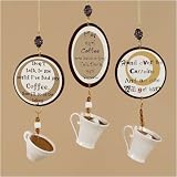 Set of 3 Coffee Break Cup Saying Christmas Ornaments