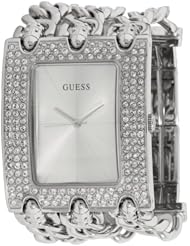 GUESS Womens U12640L1 Rocker Glitz Multi-Chain Silver-Tone Bracelet Watch