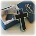 Swarovski Crystals Christian Cross Box Trinket Jewelry Black Blue Purple