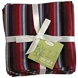 Satin Stripes Cocktail Napkins Set of 6 - Damson