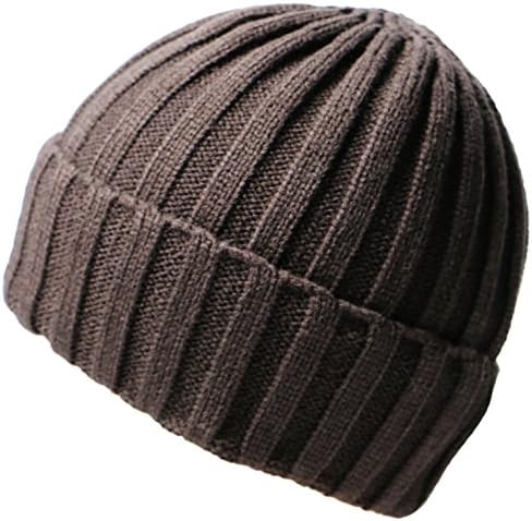 PAN PA Men's Knit 100% Acrylic Hat Crochet Beanies Casual Cap Coffee
