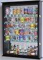 Large Mirror Backed and 7 Glass Shelves Shot Glasses Display Case Holder Cabinet , Black