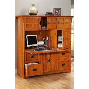 Craftsman Deluxe Office Center Cabinet with Four File Drawers  Dark Oak 62 H x 60 W x 21 D 62 Hx60 W DARK OAK
