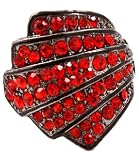Art Deco Crystal Ring, Gunmetal & Red