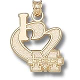 Univ Of Michigan I Heart M Michigan Pendant (Gold Plated)