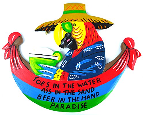 Parrot Head Toes in the Water As* in the Sand Tiki Bar Sign