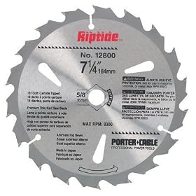 Porter Cable 12800 Riptide 7-1/4-Inch 18 Tooth ATB Thin Kerf Framing Saw Blade with 5/8-Inch and Diamond Knockout Arbor for Blade-Right Saws