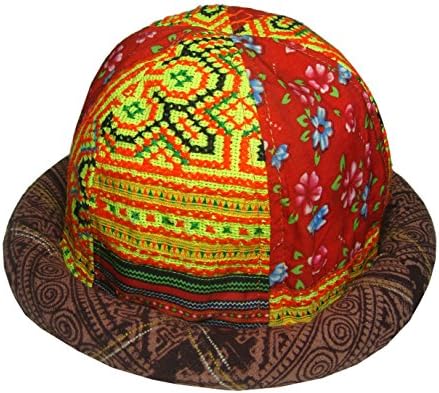 Colorful Hippie Bucket Hat, Embroidered Tribal Style (Cross stitch 9)