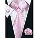 Hi-Tie Mens Pink Silk Jacquard Woven Tie Set Wedding Necktie