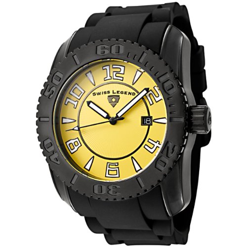 Swiss Legend Men's 20068-BB-07 Commander Collection Black Ion-Plated Yellow Dial Watch