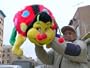 GIANT STUFFED LADYBUG - 30-inches-long - JUMBO SQUISHY-SOFT PLUSH LADY BUG INSECT TOY - Color: RAINBOW