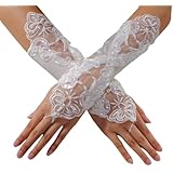 King so Sexy Fingerless Pearl Lace Satin Gloves Bride Wedding Party Costume