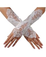 King so Sexy Fingerless Pearl Lace Satin Gloves Bride Wedding Party Costume