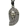 Native American Indian with Feather Headdress Pewter Pendant on Adjustable Choker