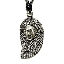Native American Indian with Feather Headdress Pewter Pendant on Adjustable Choker