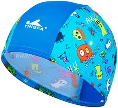Yingfa swimming boys cartoon swim caps for kids teen girls swimmer sport hats sky blue