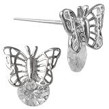 Winged Butterfly Cubic Zirconia Stud Earrings