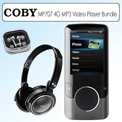 Coby MP707 4G MP3 Video Player With 2" LCD Black Bundle