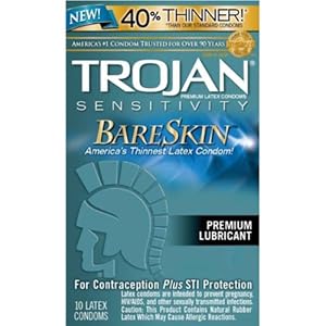 Trojan Sensitivity Bareskin Lubricated, Latex Condoms, 20 Pc