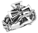 Stainless Steel IRON CROSS WITH SNAKE Ring (Available in Sizes 10 to 14)