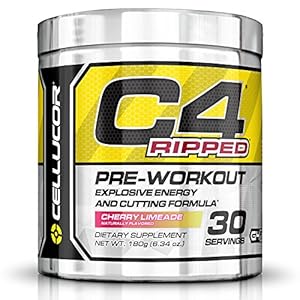 Cellucor C4 Ripped Pre Workout Thermogenic Fat Burning Powder, Cherry Limeade, 30 Count