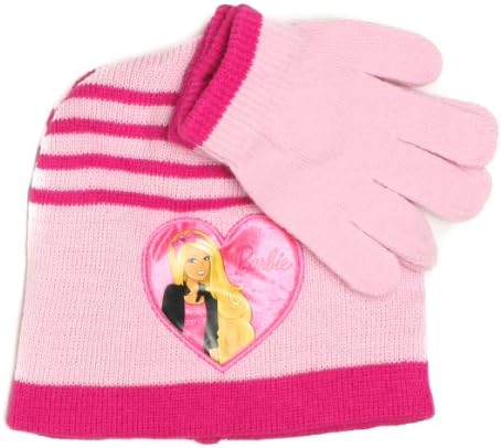 Mattel Barbie Winter Beanie Hat and Gloves Set, Girls 3+, Pink