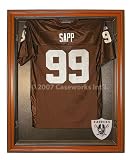 Oakland Raiders Football Jersey Display Case with Removable Face and Classic Wood Finish Frame
